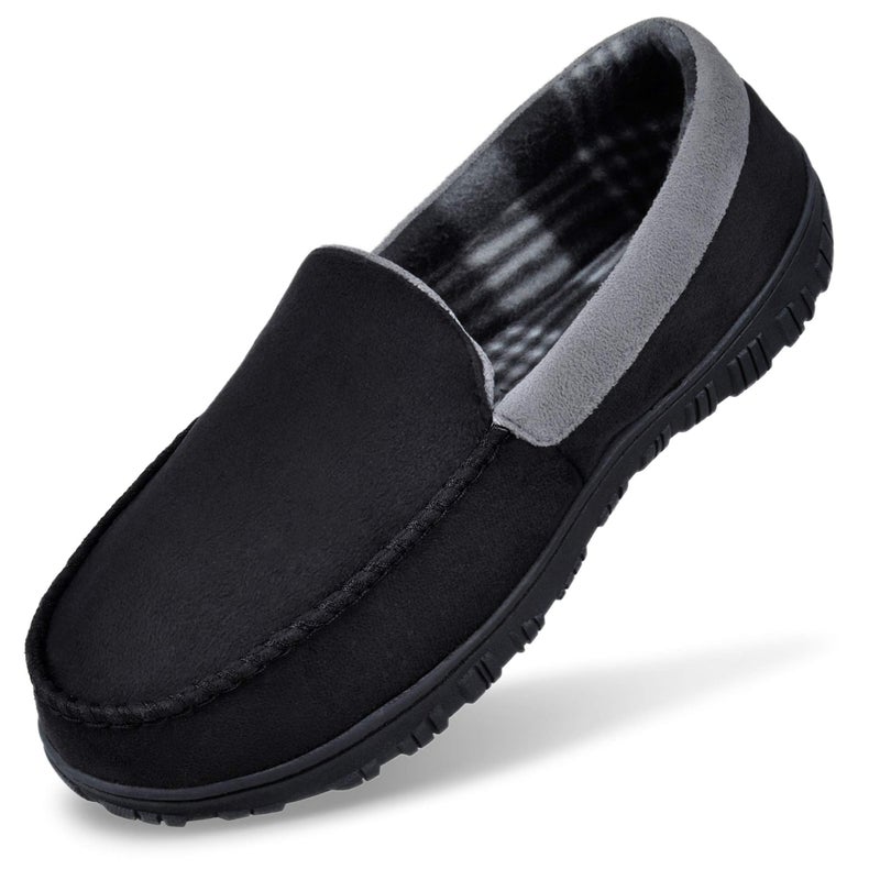 MIXIN Slippers for Men House Shoes Moccasin with Comfortable Memory Foam Indoor Outdoor black grey 13 - Image 1